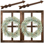 WAKOSAN Rustic Wood Window Frame Wall Decor with Wreath & Arrows by WAKOSAN