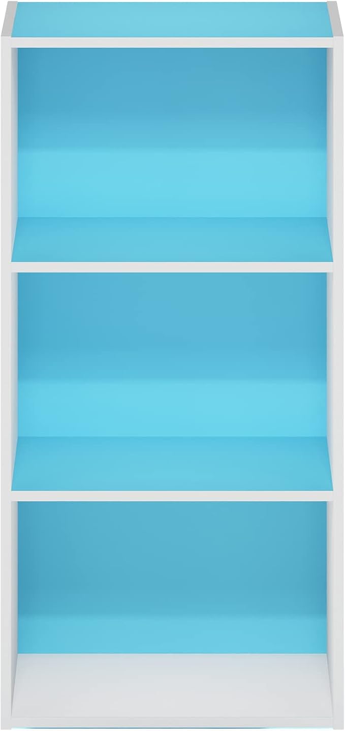 Furinno Luder 3-Tier Open Shelf Bookcase, Light Blue/White - Image 6