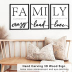3D Wood Family Wall Decor, 36" x 16" Framed Family Sign Wall Art, 3D Pictures for Living Room (Ready to Hang, 12x16 inches, Set of 3, Framed) - Image 3