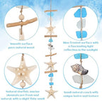 JQAQJU 2PCS Sea Glass Wooden Coastal Wall Decor with Starfish Sea Shells - Image 3