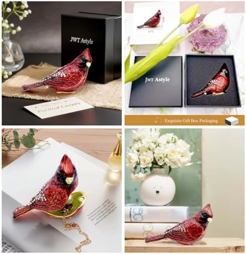 Luxury Red Cardinal Bird Jewelry Trinket Box Cardinal Gifts - Image 6