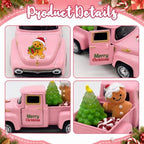 Pink Christmas Truck Decor with Gingerbread Man, Mini Vintage Pickup with Tree and Peppermint Candy, Farmhouse Tabletop Decoration for Tiered Tray, Mantel, Shelf and Coffee Bar, 1 Set - Image 6