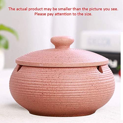 Lependor Ceramic Ashtray with Lids,Windproof,Cigarette Ashtray for Indoor or Outdoor Use，Ash Holder for Smokers,Desktop Smoking Ash Tray for Home Office Decoration - Pink - Image 2