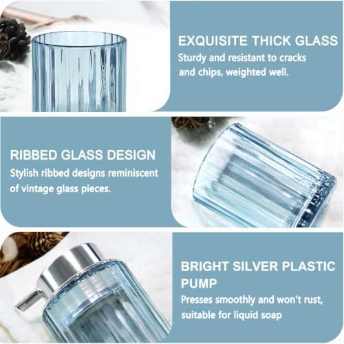 CERBIOR Bathroom Accessories Set, 4 PCS Glass Bathroom Set,Silver Blue - Image 5