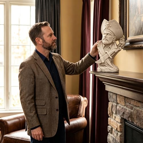 H&W Sandstone Pirate Figurine, Buccaneer Francis Drake Statue Decoration - Image 4