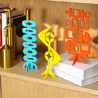 Yousoontic 3 Pcs Mid Century Modern Table Decor Vintage Atomic Bulb Atomic Stars Orange Blue and Yellow Geometric Shape Accent Sculpture Modern Aesthetic Decor for Home Living Room Table Centerpieces - Image 3