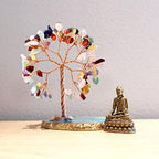 Buddha Statue with Healing Crystal Tree, Tree of Life for Positive Energy. Home Decor Yoga Meditation.7 Chakra.(C) - Image 6