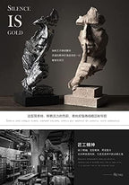 Silence is a Golden Statue Modern Mens Creative Office Home Room Decorations Sculpture Friends Bookshelf Decorative 4.7 x 4.3 x 13.18in(Silver) Modern Home Décor - Image 6