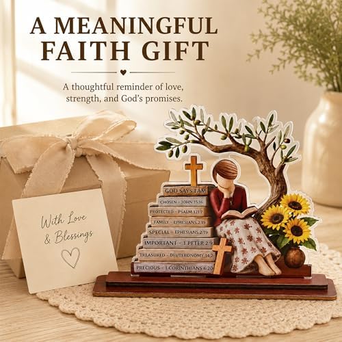 Religious Gifts for Women, God Says I Am Bible Verse Desk Decor for Her - Image 3