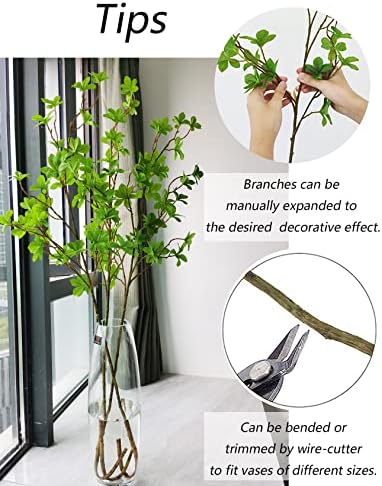Heleze Artificial Greenery Stems Faux Branches with Leaves for Vase Fake Plants for Home Decor Indoor 43.3 Inch 3 PCS - Image 4