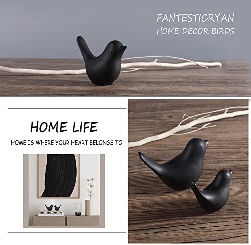 FANTESTICRYAN Small Birds Statues Home Decor, Modern Style, Black, S&L 2pcs - Image 3