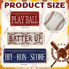 Yuntau 4 Pcs Baseball Table Decoration Wooden Sport Stacked Blocks Sign - Image 3