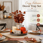 11 Pcs Fall Decor Tray Set, Rustic Farmhouse Decor Centerpieces for Tables - Image 4