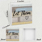 Let Them Wooden Sign, Office Decorations for Work, Let Them Mental Health Rustic Wood Box Signs 5x5 Inch, Desk Shelf Tabletop Decor for Home Cubicle Decor, Office Gifts for Coworkers Women, 15 - Image 2