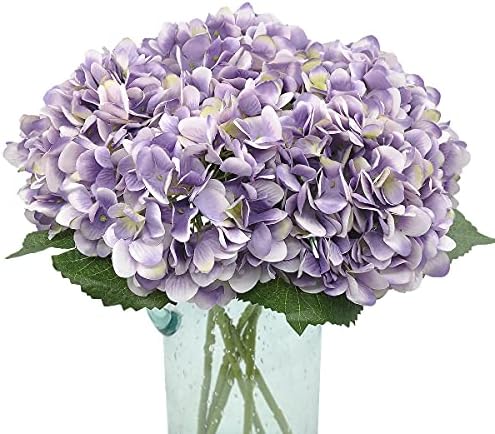 6Pcs 18" Light Purple Silk Hydrangea Artificial Flowers by Blooming+Paradise