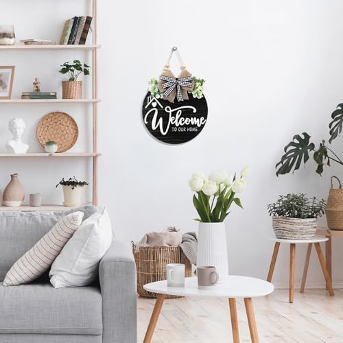 12 Inch 3D Welcome Sign for Front Door- Farmhouse Welcome Door Sign for Front Porch Decor，Wooden Door Decorations Outdoor Hanging Home Signs，Door Wreaths for Front Door Outside All Season - Image 3