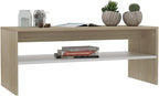 Scandinavian Style Coffee Table White and Sonoma Oak Engineered Wood Small - Image 3