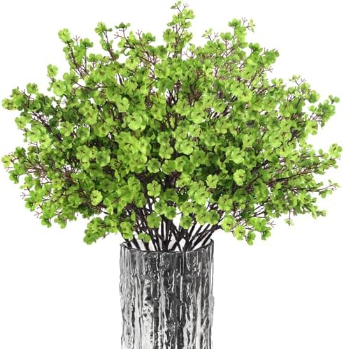 16Pcs Artificial Babys Breath Flowers Real Touch Green Flowers Decorations by HIAGROW