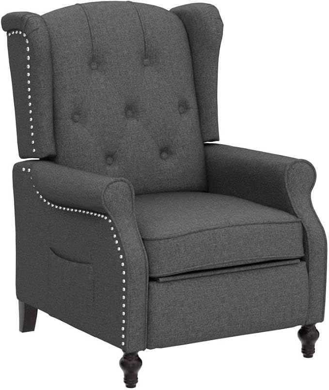 Wingback Recliner Chair with Massage and Heat, Wingback Recliner Tufted Fabric - Image 4