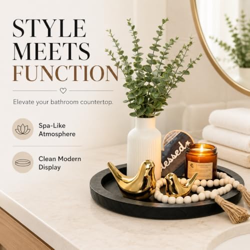 Rustic Modern Farmhouse Decor Set of 7 for Home Decor Living Room, Kitchen Counter, or Coffee Table Centerpieces Decor, Wood Round Decorative Tray Gifts for Women Men - Image 6