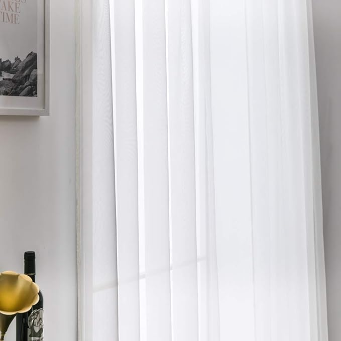 MIULEE 2 Panels Sheer Curtains for Living Room 54 X 96 Inches Ivory | Window - Image 5