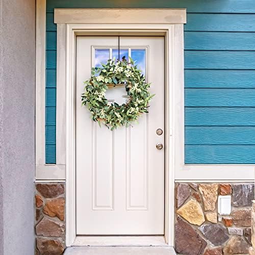 Pinkpum 2 Pack Wreaths for Front Door 20'' Christmas Eucalyptus Wreath, Spring Summer Door Green Wreath for Home Porch Window Wall Farmhouse Home Decor Indoor Outdoor Summer All Seasons - Image 6