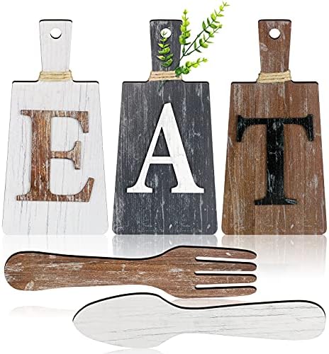 Jetec Cutting Board Eat Sign Set Wall Decor, White, Grey, Dark Brown by Jetec