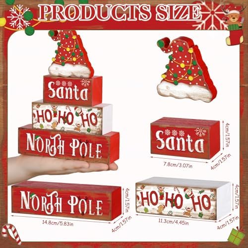 Moucuny 4 Pcs Christmas Table Sign Santa Hat Decorations - Image 2