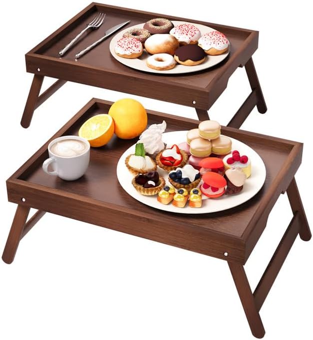 Fibogollo 2 Pack Bamboo Bed Tray Table by Fibogollo