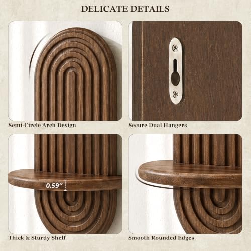 Plant Wall Shelf for Rustic Home Decor: Hanging Plant Shelf for Plant,Brown - Image 6