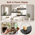 3-Tier 100% Solid Wood Shelves for Wall, Scalloped Rustic Floating Shelves, Wall Decor with Planter Vase, Wall Shelf for Apartment, Living Room and Bedroom - Image 3
