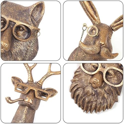 Joogour Head Wall Mount Decor,Resin Animal Sculptures，Art Deco Wall Hanging Decoration for Living Room Bedroom Officeroom Gift (Bear) - Image 3