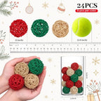 DomeStar 24 PCS Christmas Decorative Balls, 2 Inch Rattan Bowl Fillers - Image 2