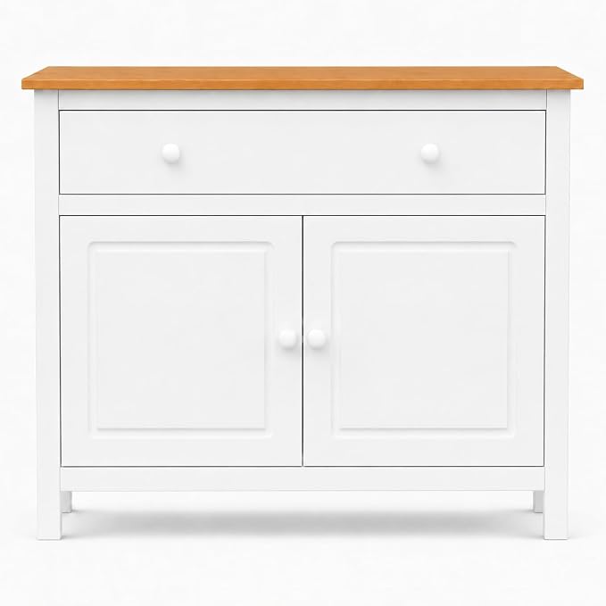 From the Tree Furniture 44" Wide White & Pine Top Solid Pine Shaker Sideboard - Image 3