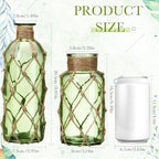 Chuangdi Set of 2 Coastal Glass Flower Vase with Boho Rope, Green - Image 2