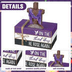 Geelin 4 Pcs Easter Christian Table Decoration Wooden Book Stack Signs - Image 4