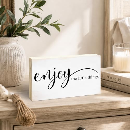 3x5 Inspirational Wooden Block Sign, Enjoy the Little Things, Natural - Image 4