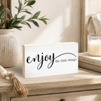 3x5 Inspirational Wooden Block Sign, Enjoy the Little Things, Natural - Image 4