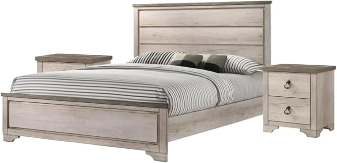 1pc Cottage Style Distressed 2 Drawer Nightstand Driftwood Finish - Image 6