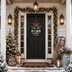 Interchangeable Welcome Sign for Front Door with 4 Seasonal Wreath and 14 Changeable Icons, Home Sweet Home for Spring Summer Fall Winter All Seasons Holiday, Rustic Round Wood Wreath Door Decoration - Image 6