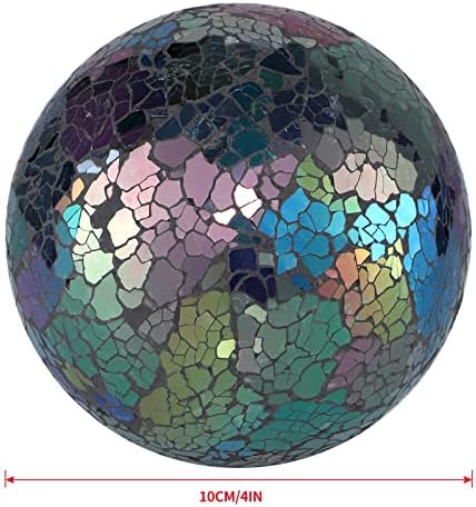 MDLUU 4" Decorative Orbs, Mosaic Sphere Balls, Centerpiece Balls for Bowls, Vases, Dining Table Decor, Pack of 3 (Mixed Color-Blue) - Image 3
