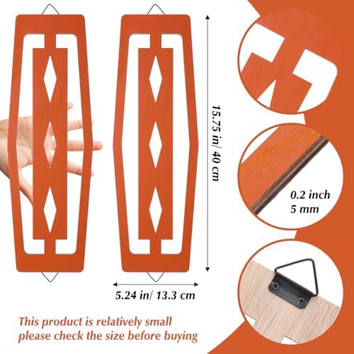 CroBlissful 2 Pcs Modern Mid Century Wall Art Wood, Orange - Image 2