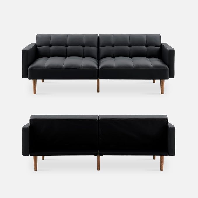 mopio 76.4" Futon Sofa Bed, Sleeper Sofa, Mid Century Modern Futon Couch - Image 9