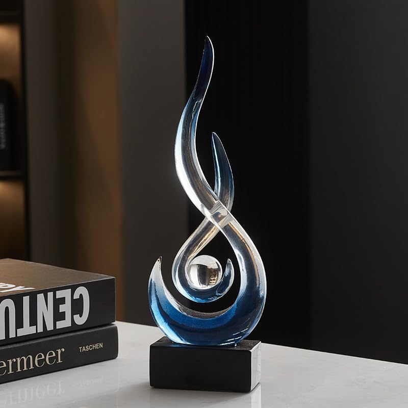 Modern Abstract Art Table Decoration,Resin Flame Statue Modern Centerpiece Ornaments for Living Room Great Gift Idea Home Decor,Collectibles (Bule) - Image 4