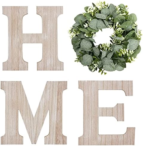Pinkpum Wood Home Sign with Eucalyptus Wreath for O Home Decor Wall Decor by Pinkpum