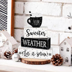 Marsui 4 Pcs Winter Table Decorations Wooden Let It Snow Tiered Tray Decor - Image 6