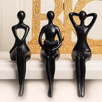 Quoowiit Black Thinker Statue Book Shelf Decor, Minimalist Modern Home Decor Collectable Figurines Office Desk Unique Coffee Table Decorations for Living Room 3 Piece - Image 3