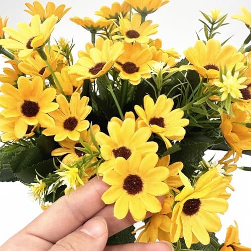 Fake Sunflower Decor, CATTREE Artificial Flowers Sunflowers Silk Helianthus Plastic Plants Wedding Bouquet Party Indoor Outdoor DIY Home Garden Kitchen Table Centerpieces Arrangements Decoration 4 Pcs - Image 3