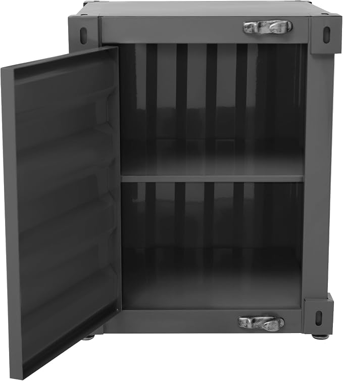 Side Table, Industrial Metal Container Cabinet, Wrought Iron Container Side - Image 7