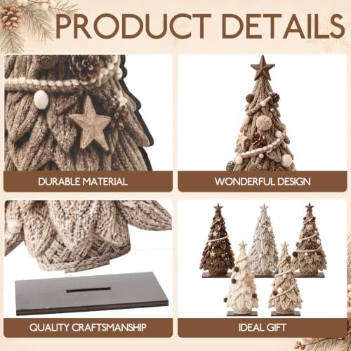 Barydat 5 Pcs Wooden Christmas Tree Tabletop Decor - Image 3